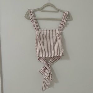 Aqua red and white striped tank size M